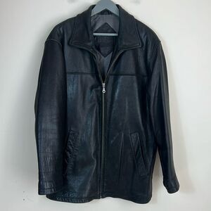 Roundtree & Yorke Men's Lambskin Leather Jacket Size Med Black Vintage